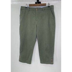Croft & Barrow Capri Pants Green Chinos High Rise Sz 14
